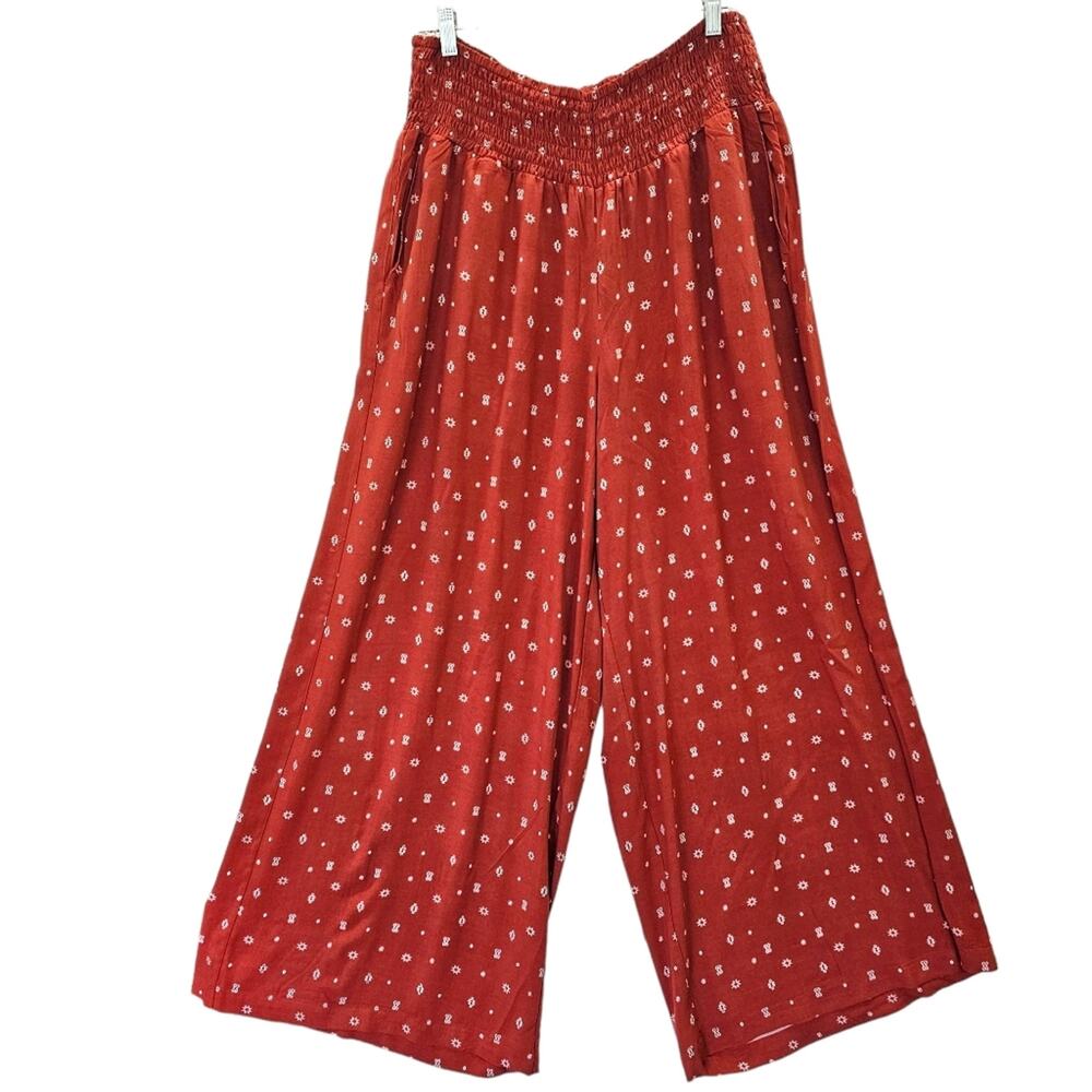 NWT Torrid Wide Leg Pants Womens Size 1X Orange Pull On Palazzo Geometric Print - Picture 2 of 15